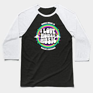 HOUSE MUSIC  - I Love Rainbow Circle (White/ Baseball T-Shirt